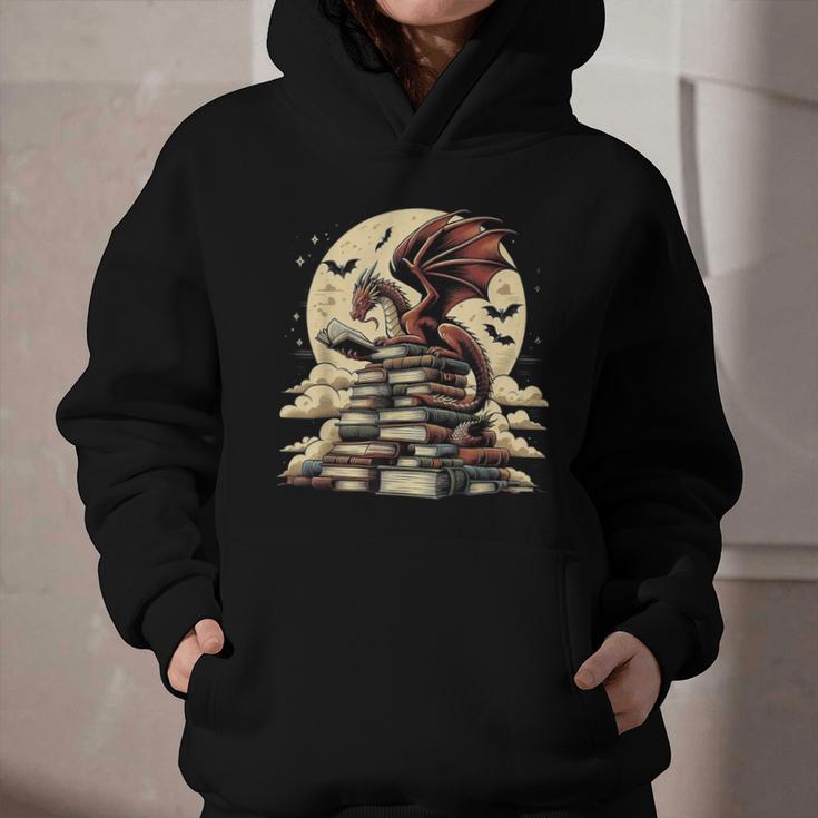 Dragon Reading a Book Dragons And Books Lover Bookworm Graphic Youth Hoodie