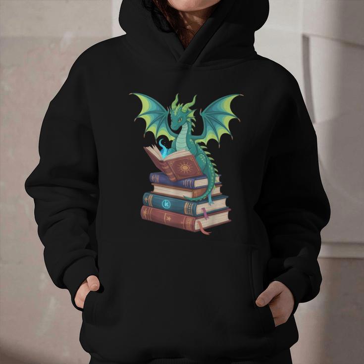 Dragon Reading Books Fantasy Lovers Mythical Creatures Graphic Youth Hoodie Dragon Reading Books Fantasy Lovers Mythical Creatures Graphic Youth Hoodie