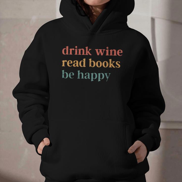 Drink Wine Read Books Be Happy Book Lover Bookish Graphic Youth Hoodie