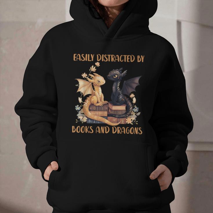 Easily Distracted By Books & Dragons Librarian Book Lover Graphic Youth Hoodie Easily Distracted By Books & Dragons Librarian Book Lover Graphic Youth Hoodie