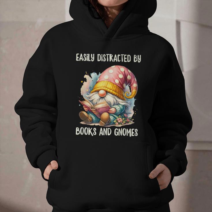 Easily Distracted By Books And Gnomes Book Reading Gnome Graphic Youth Hoodie