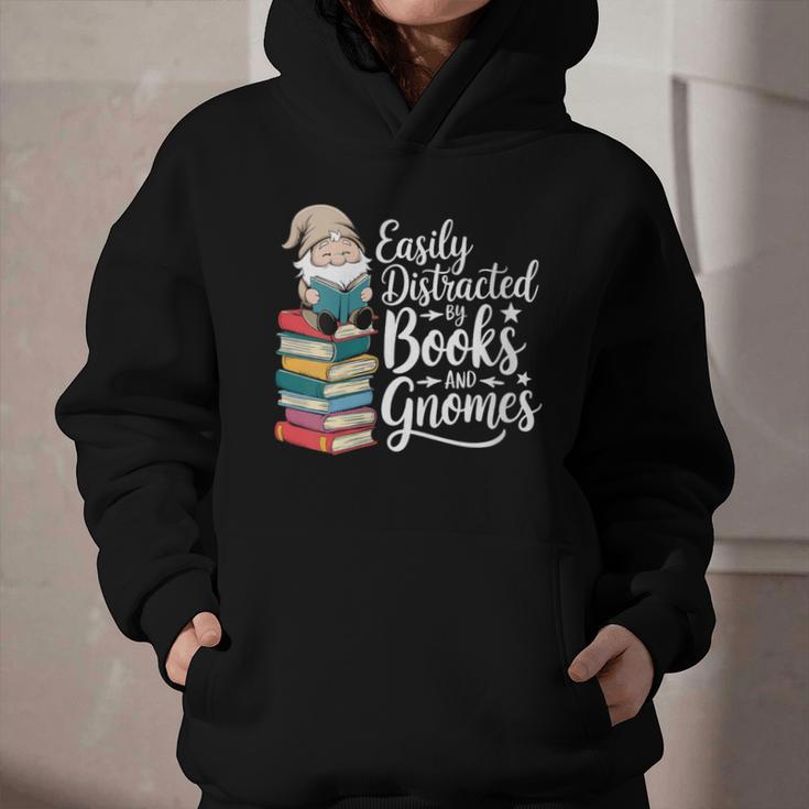 Easily Distracted By Books And Gnomes Graphic Youth Hoodie