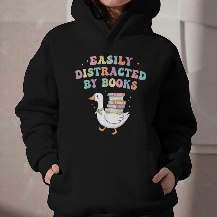 Easily Distracted By Books Silly-Goose Bookish Library Read Graphic Youth Hoodie