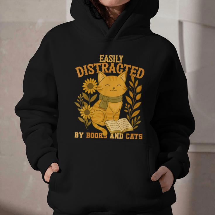 Easily Distracted By Cats And Books Cute Cat Book Lover Graphic Youth Hoodie Easily Distracted By Cats And Books Cute Cat Book Lover Graphic Youth Hoodie