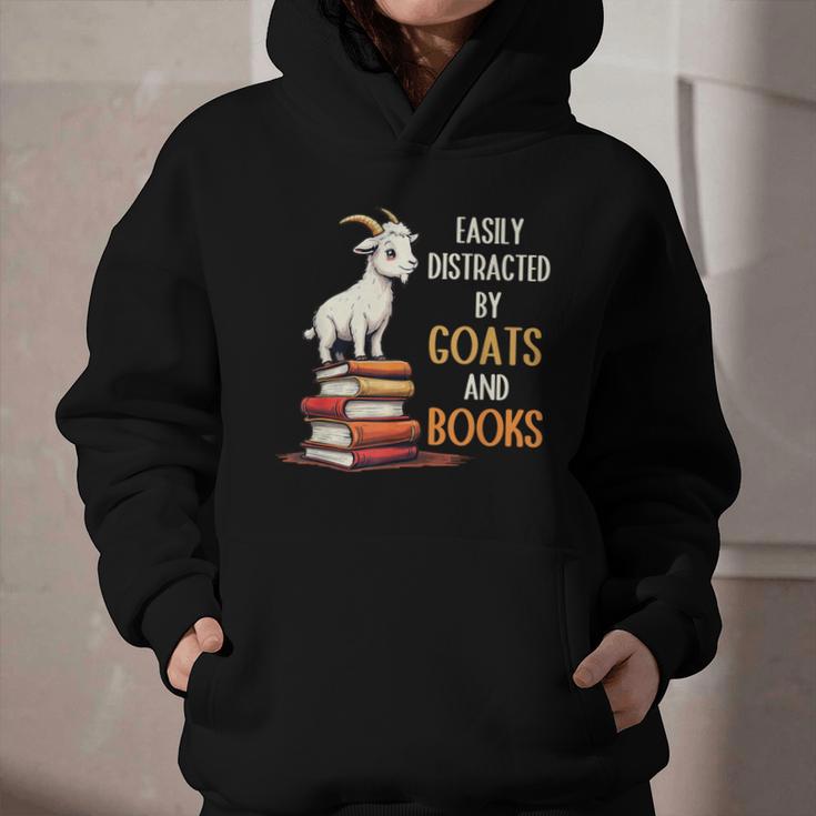 Easily Distracted By Goats And Books Goats And Book Reading Graphic Youth Hoodie