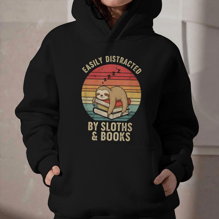 Easily Distracted By Sloths And Books Graphic Youth Hoodie Easily Distracted By Sloths And Books Graphic Youth Hoodie