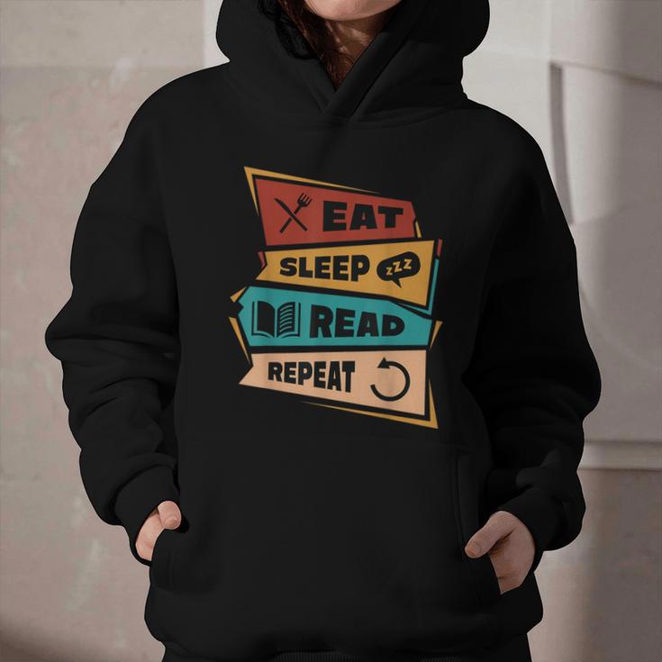 Eat Sleep Read Repeat Reading Books Reader Bookworm Graphic Youth Hoodie