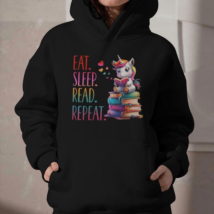 Eat Sleep Read Repeat Unicorn Read Book Reading Lovers Kids Graphic Youth Hoodie
