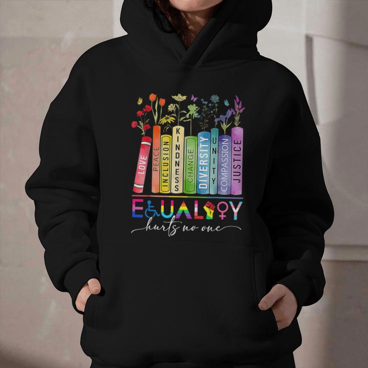 Equality Hurts No One Floral Books LGBTQ Gay Les Pride Month Graphic Youth Hoodie