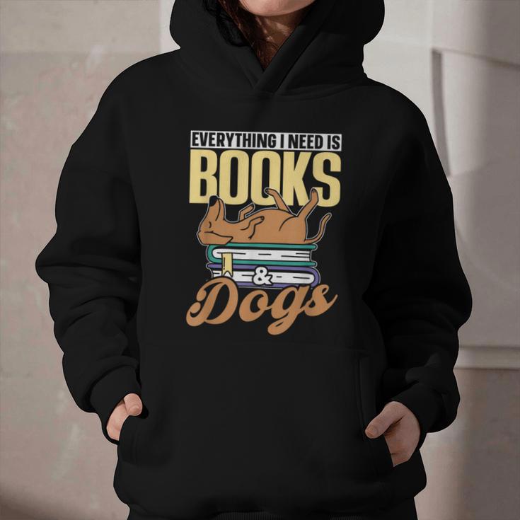 Everything I Need Is Books & Dogs Reader Book Read Reading Graphic Youth Hoodie