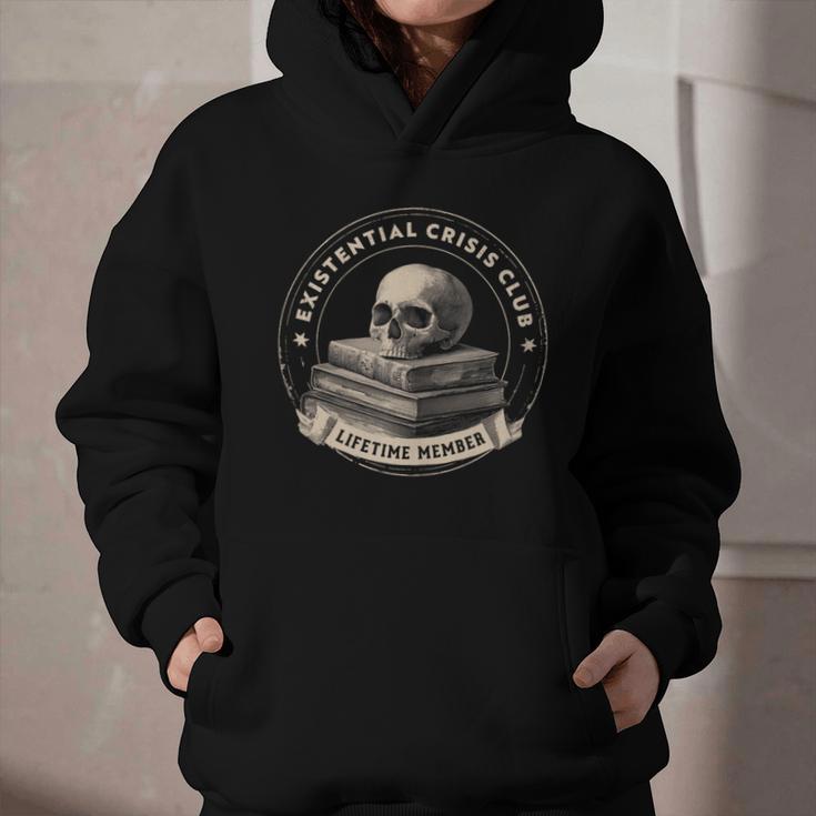 Existential Crisis Club Lifetime Member Skull And Books Graphic Youth Hoodie Existential Crisis Club Lifetime Member Skull And Books Graphic Youth Hoodie