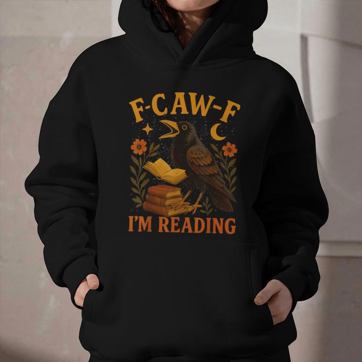 F CAW F Crow I'm Reading Book Lover Fall Graphic Youth Hoodie