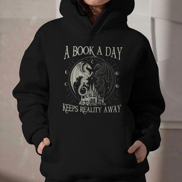 Fantasy Book Club Dragon Reader Book A Day Keep Reality Away Graphic Youth Hoodie