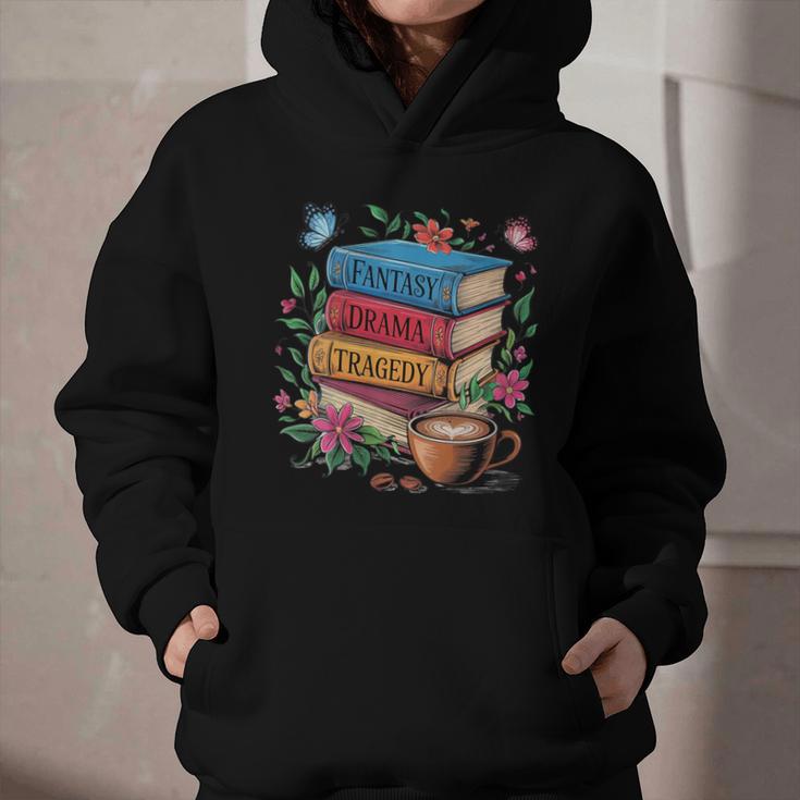 Fantasy Drama Tragedy Books Subtle Reader Librarian Flower Graphic Youth Hoodie