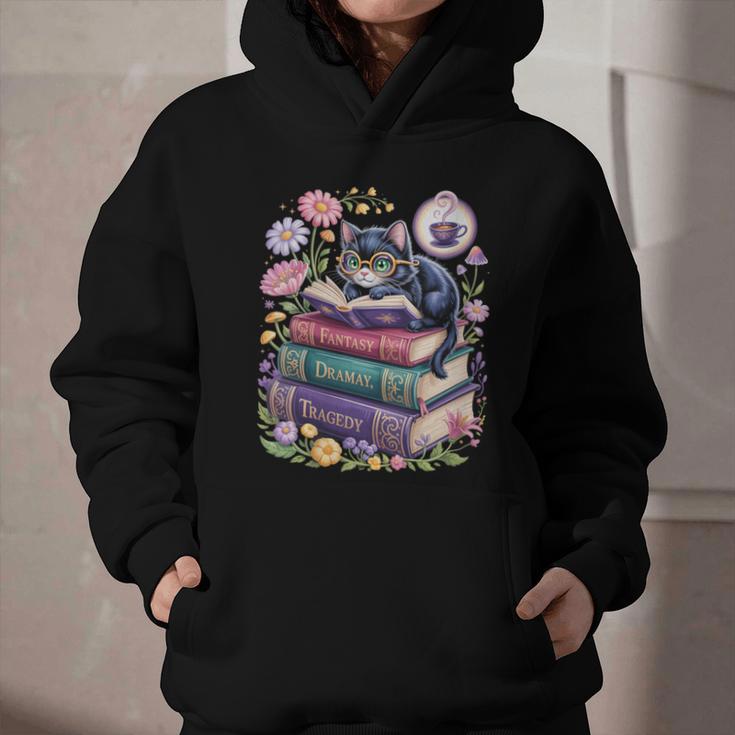 Fantasy Drama Tragedy Cute Cat Book Lover Readers Librarians Graphic Youth Hoodie