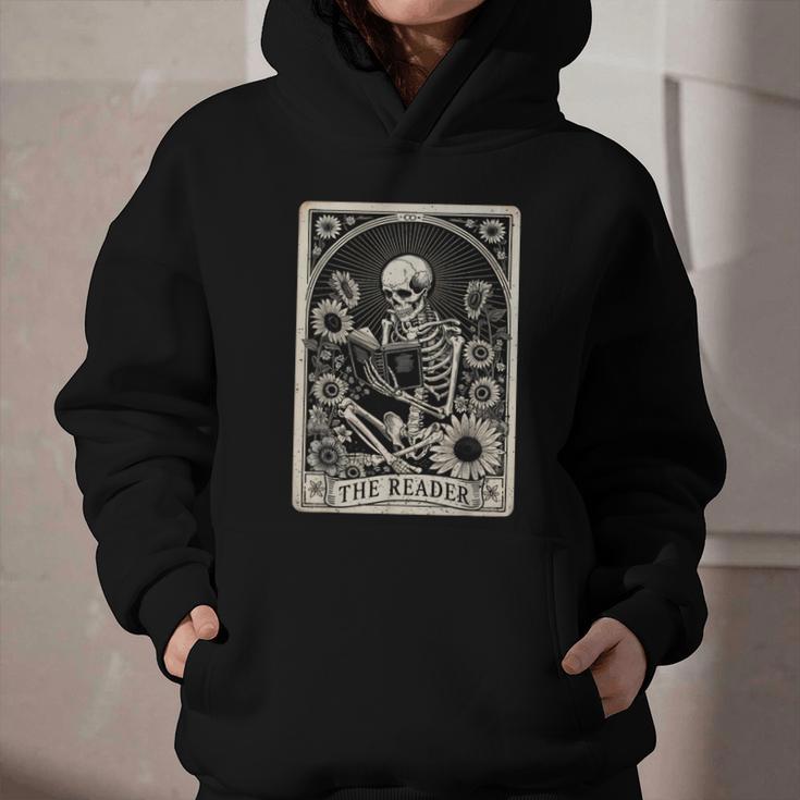 Floral The Reader Tarot Card Skeleton Reading Book Graphic Youth Hoodie