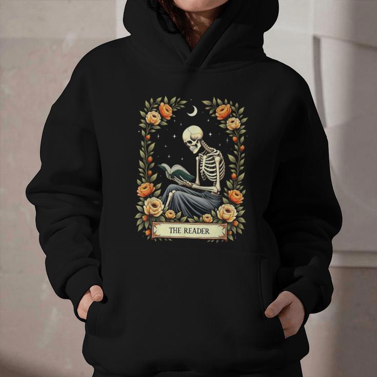 Floral Tarot Card The Reader Skeleton Reading Book Graphic Youth Hoodie Floral Tarot Card The Reader Skeleton Reading Book Graphic Youth Hoodie