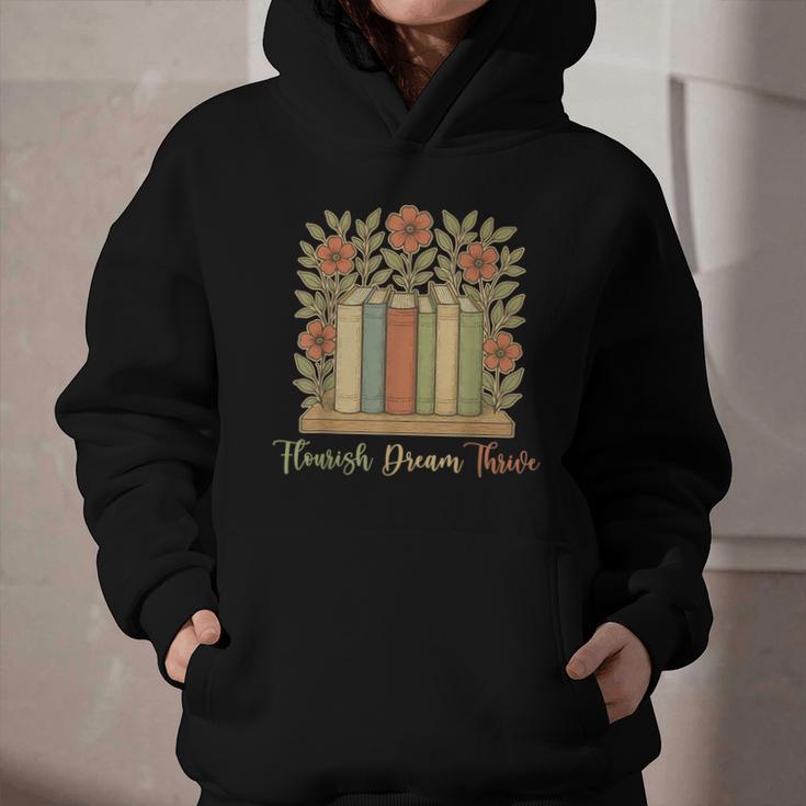 Flourish Dream Thrive Resist 84 67 Book Reading Nature Lover Graphic Youth Hoodie