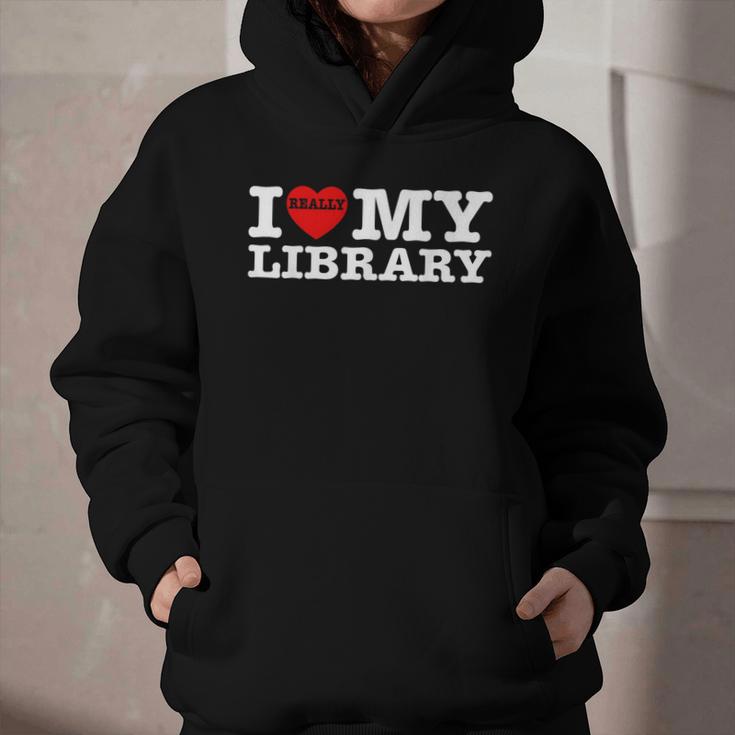 Fun I Love My Library Book Reader Bookworm Librarian Costume Graphic Youth Hoodie