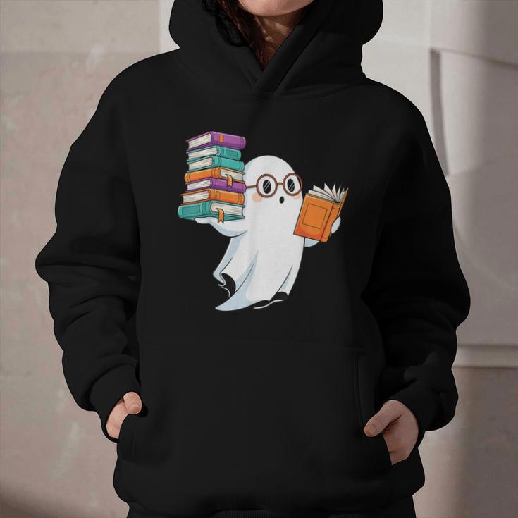 Ghost Reading Books Halloween Library Graphic Youth Hoodie