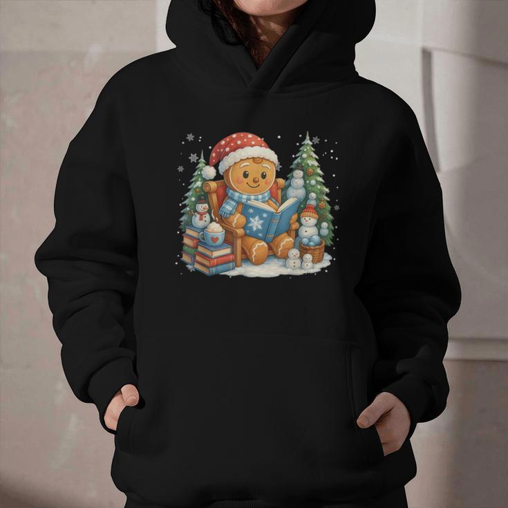 Gingerbread Reading Book Lovers Christmas Bookworm Librarian Graphic Youth Hoodie