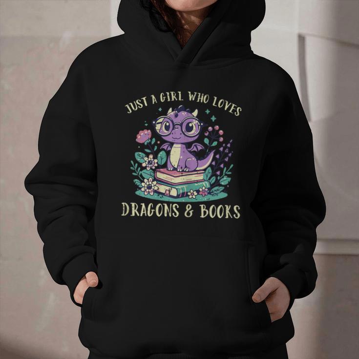 Girls Loves Dragon Books Fantasy Girls Kids Toddler Women Graphic Youth Hoodie