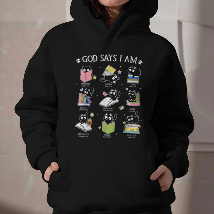 God Says I Am Cat Book Lover Christian Cute Jesus Girls Kids Graphic Youth Hoodie