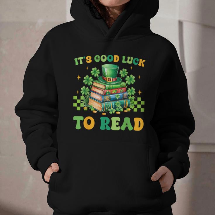 Goods Luck Read Librarian Book Patrick Days Shamrock Clover Graphic Youth Hoodie