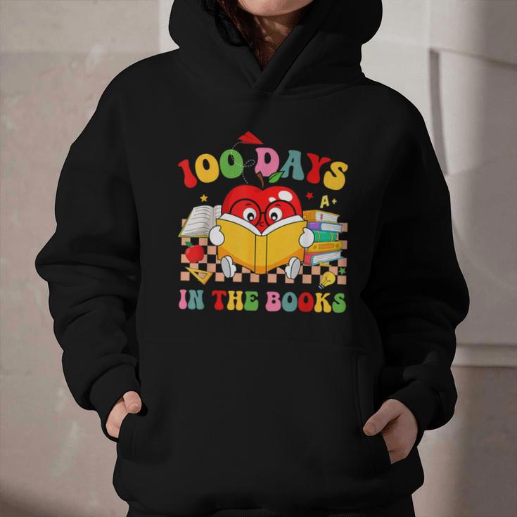 Groovy 100 Days In The Books Reading 100th Day Of School Graphic Youth Hoodie