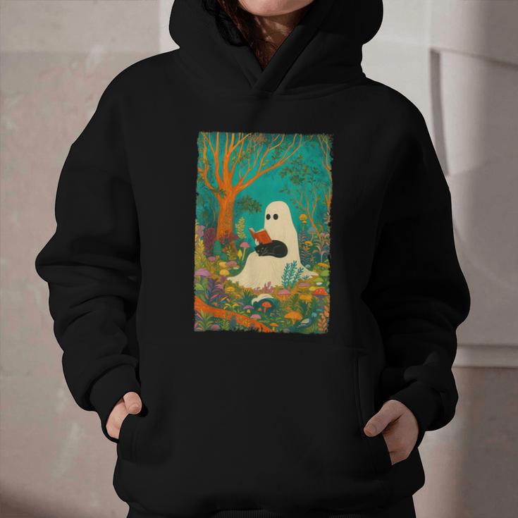 Groovy Ghost Reading Book Cat Halloween Ghost Teacher Graphic Youth Hoodie Groovy Ghost Reading Book Cat Halloween Ghost Teacher Graphic Youth Hoodie