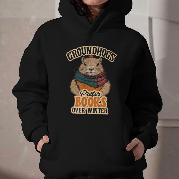 Groundhogs Prefer Books Over Winter February Graphic Youth Hoodie Groundhogs Prefer Books Over Winter February Graphic Youth Hoodie