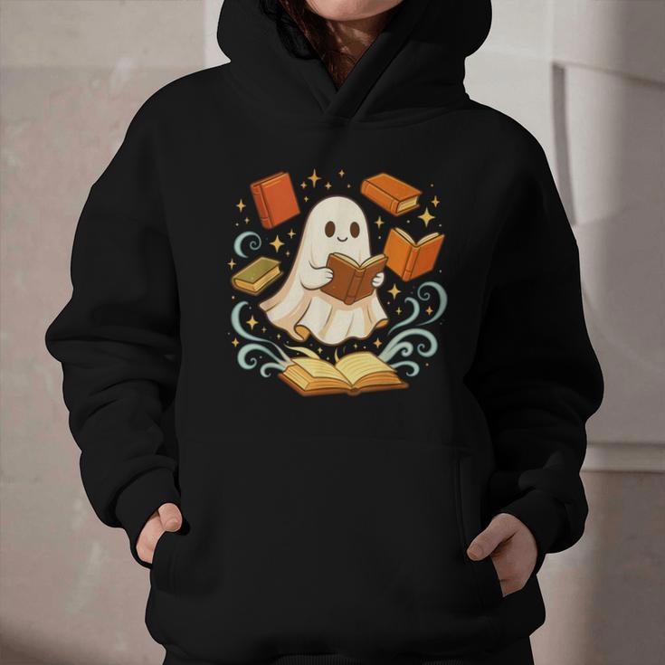 Halloween Cute Ghost Shirt Reading Books Ghost Graphic Youth Hoodie
