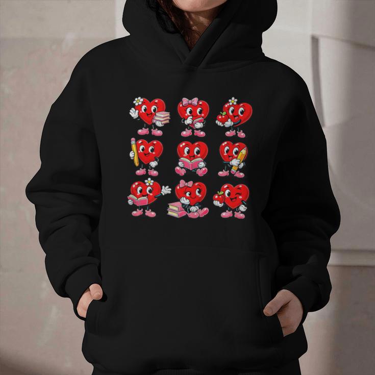 Heart Reading Books Valentine’s Day Girl And Boy Book Lovers Graphic Youth Hoodie