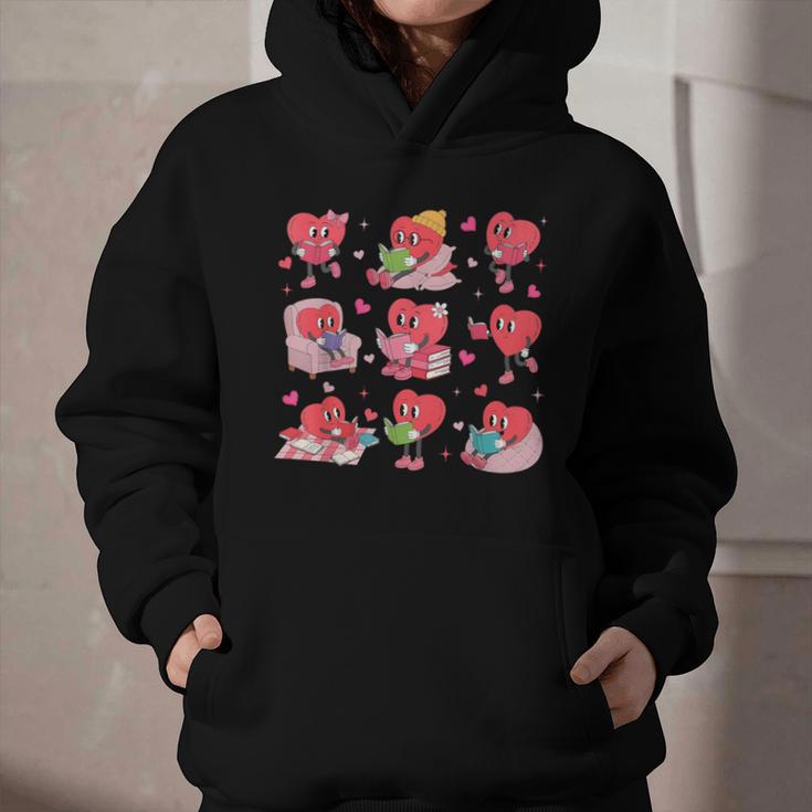 Hearts Reading Book Lovers All Booked For Valentine Graphic Youth Hoodie