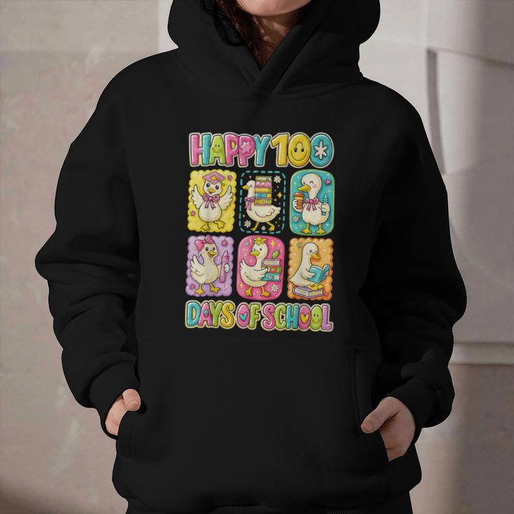 HUGvyn Happy 100 Days Of School Teacher Goose Preppy Books Graphic Youth Hoodie