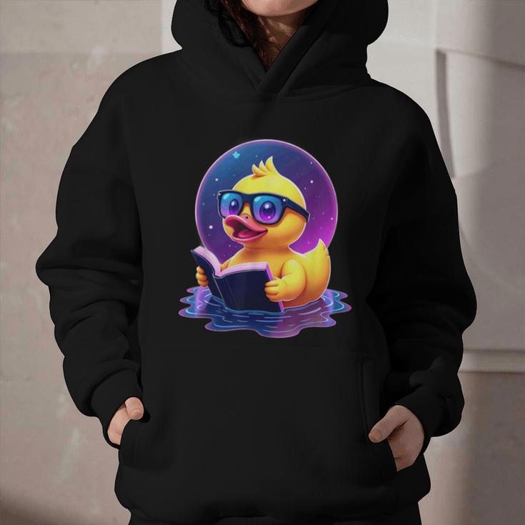 Humor Rubber Duck Reading Book Graphic Youth Hoodie
