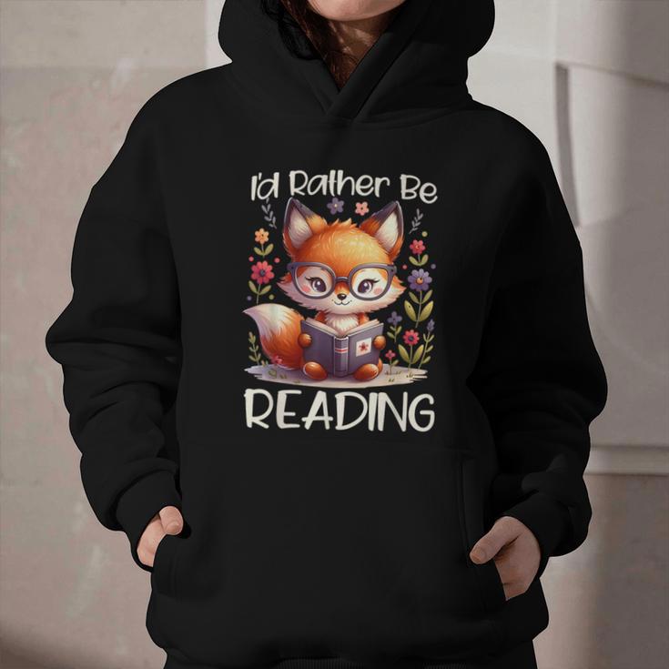 I'd Rather Be Reading Cute Fox Book Lover Reader Bookworm Graphic Youth Hoodie