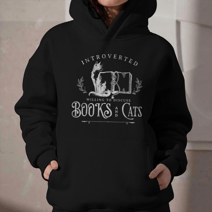 Introverted Willing To Discuss Cats And Books Graphic Youth Hoodie