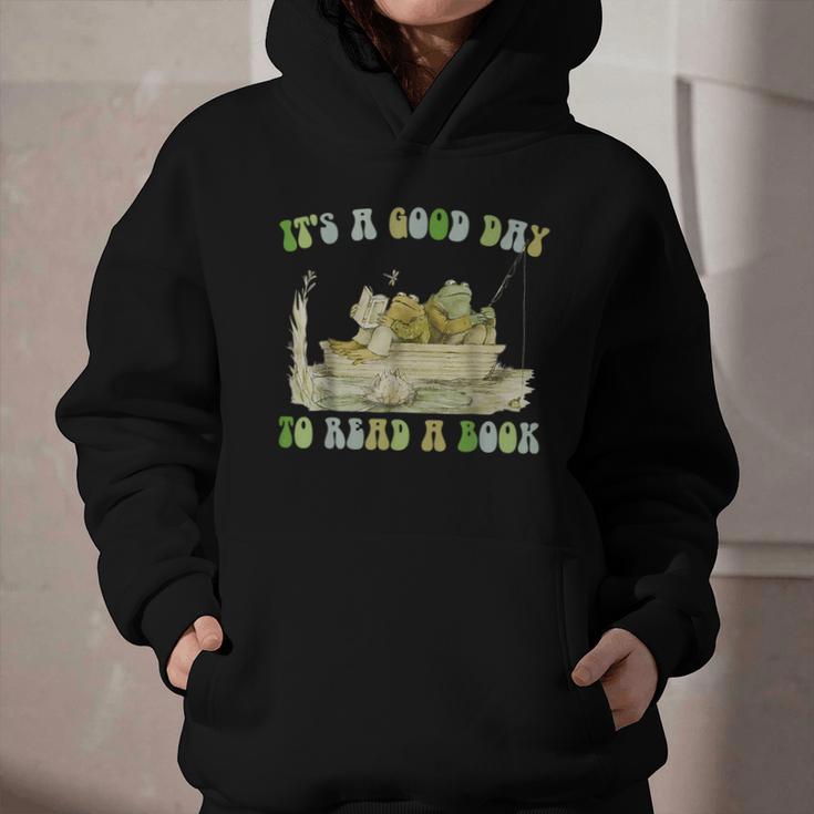 It's A Good Day To Read A Book Shirt Frog Reading Book Graphic Youth Hoodie