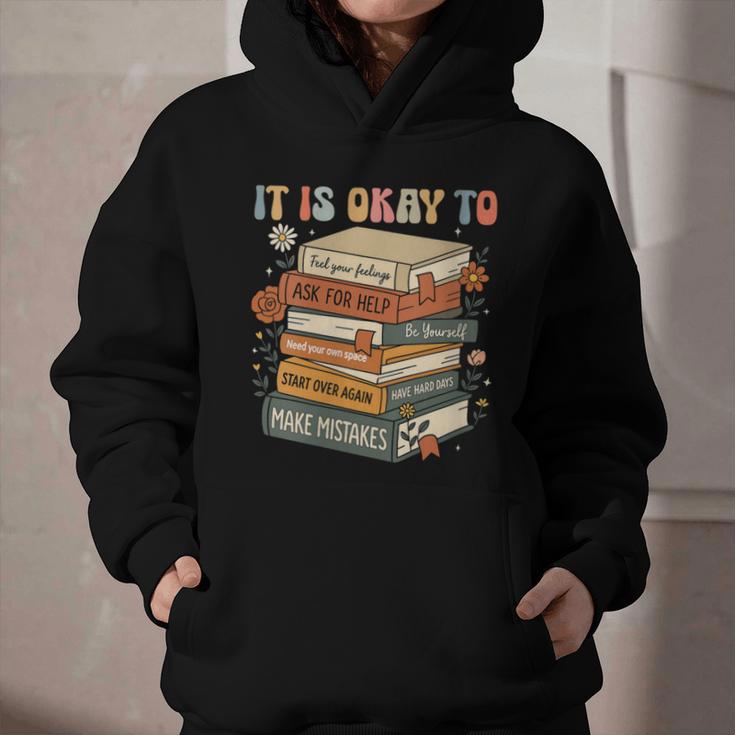 Its Okay Not To Be Okay Mental Health Awareness Floral Books Graphic Youth Hoodie