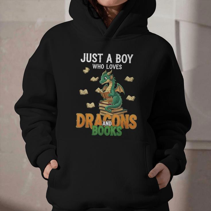 Just a Boy Who Loves Dragons And Books Reading Dragon Graphic Youth Hoodie