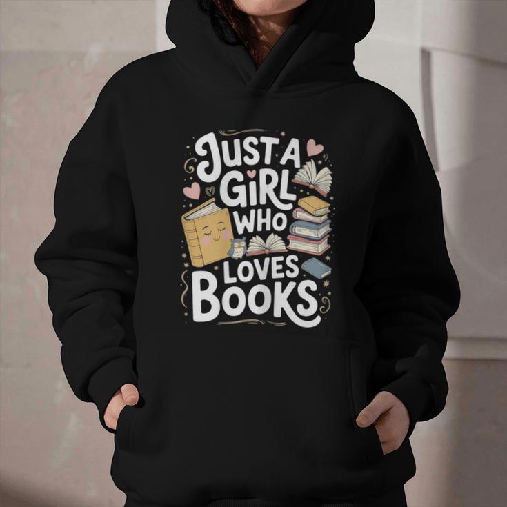 Just a Girl Who Loves Books Bookish Readers Book Lover Girls Graphic Youth Hoodie