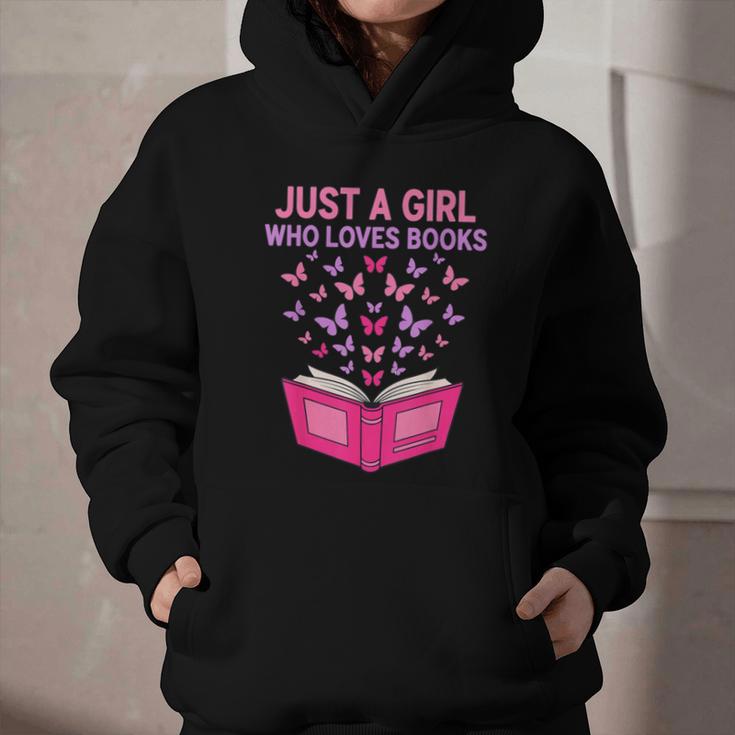 Just A Girl Who Loves Books Butterflies Reading Graphic Youth Hoodie Just A Girl Who Loves Books Butterflies Reading Graphic Youth Hoodie