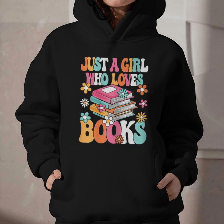 Just A Girl Who Loves Books Reading Cute Bookworm Girls Kids Graphic Youth Hoodie