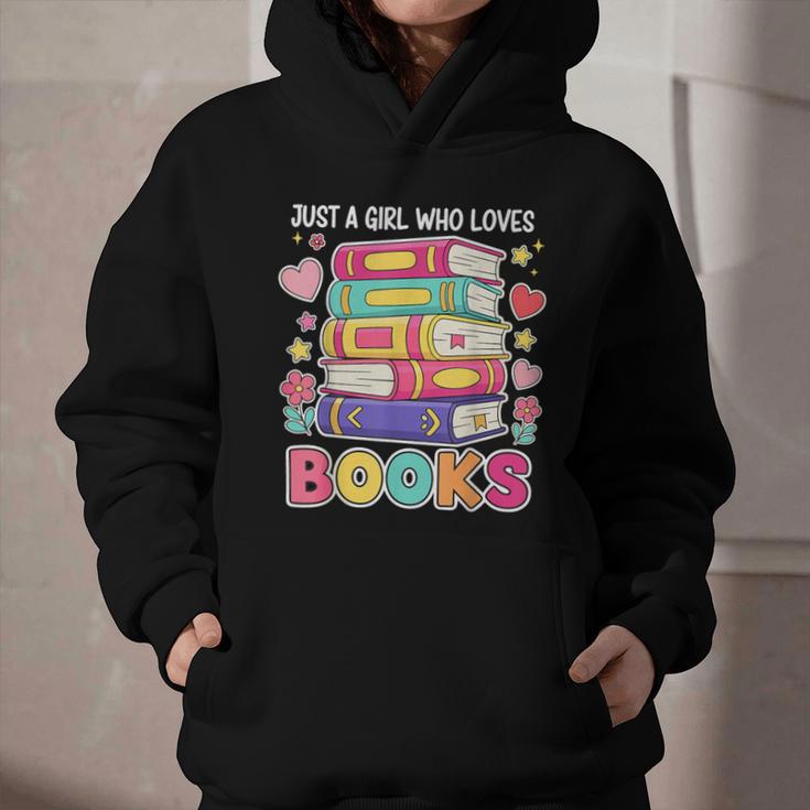 Just A Girl Who Loves Books Reading Library Graphic Youth Hoodie