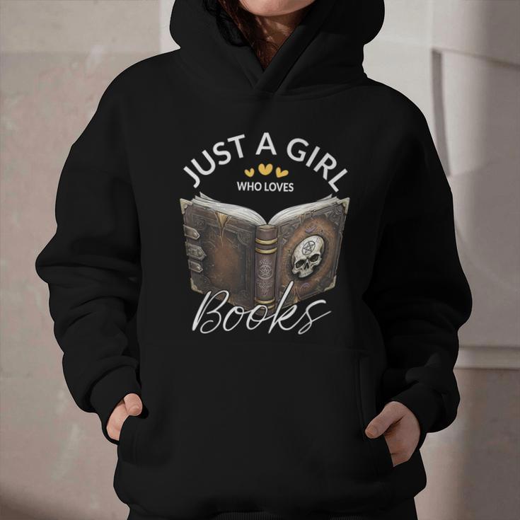 Just A Girl Who Loves Books Witchcraft Spell Book Halloween Graphic Youth Hoodie