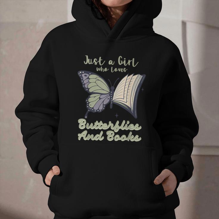 Just a Girl Who Loves Butterflies And Books Butterfly Graphic Youth Hoodie