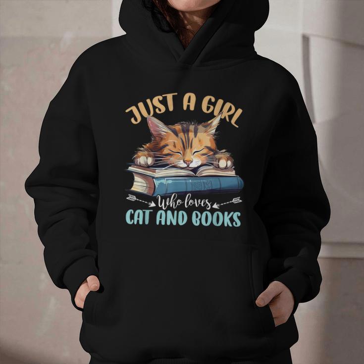 Just a Girl Who Loves Cats And Books Kitties Pet Art Lover Graphic Youth Hoodie Just a Girl Who Loves Cats And Books Kitties Pet Art Lover Graphic Youth Hoodie