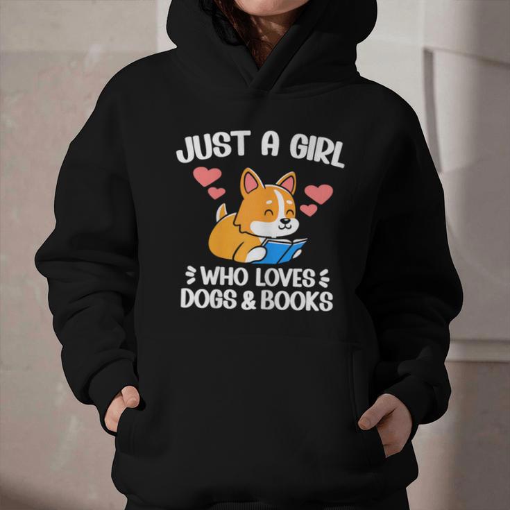 Just A Girl Who Loves Dogs And Books Reading Dog Puppy Lover Graphic Youth Hoodie