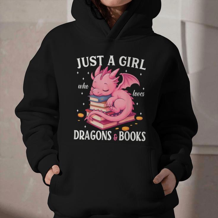 Just A Girl Who Loves Dragons And Books Dragon Reading Lover Graphic Youth Hoodie